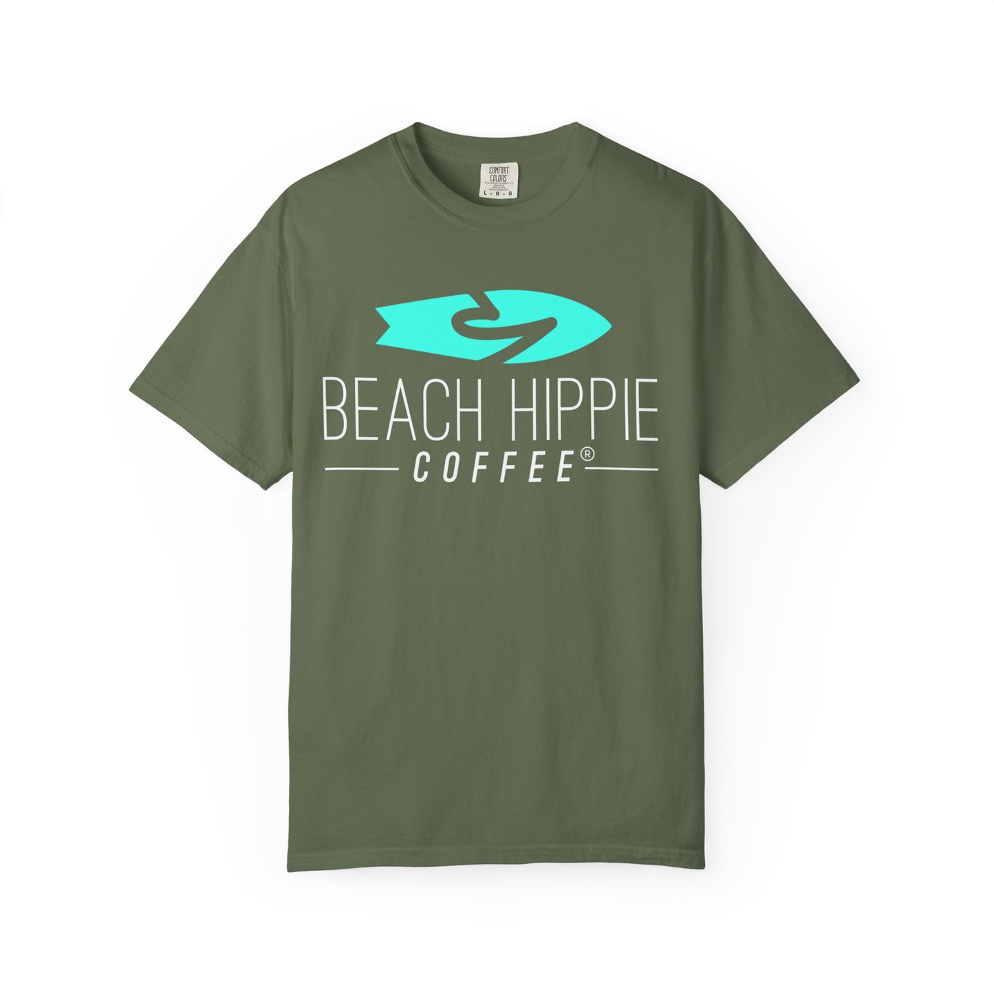 Beach Hippie Coffee T-Shirt — 'Beach Hippie' VW Bus & Manifesto