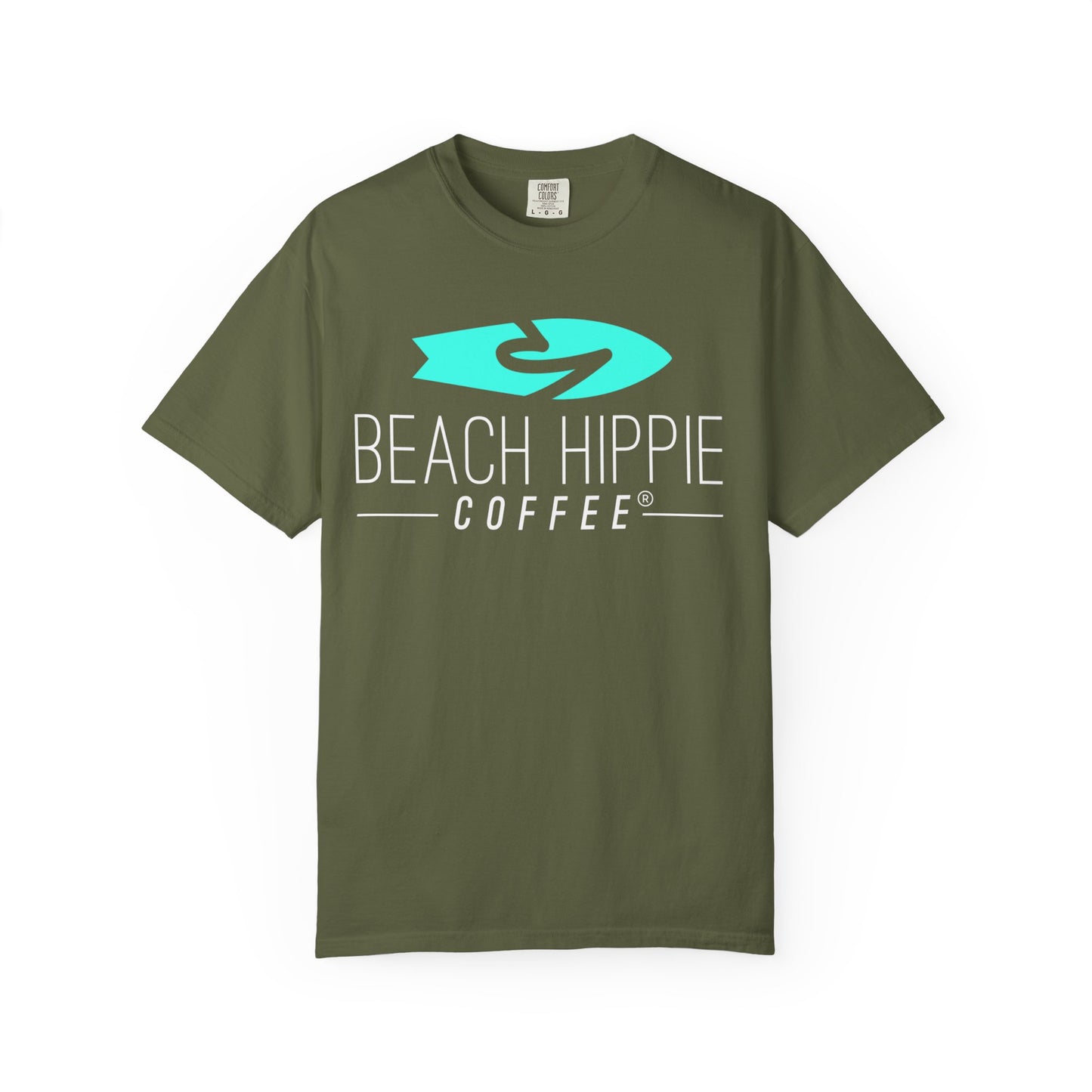 Beach Hippie Coffee T-Shirt — 'Beach Hippie' VW Bus & Manifesto