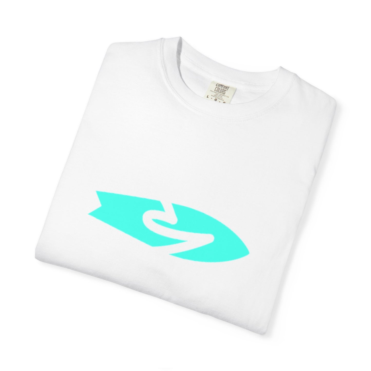 Beach Hippie Coffee Surf Logo T-Shirt — Minimal Turquoise Wave Graphic