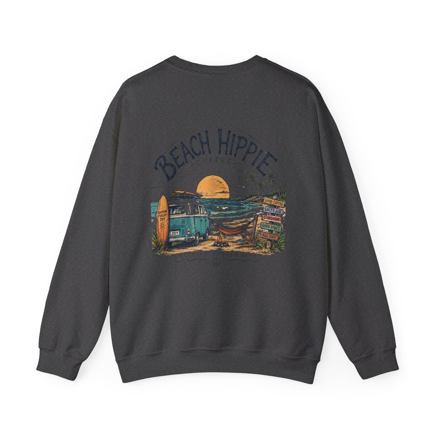 Beach Hippie Crewneck Sweatshirt — Casual Coastal Pullover