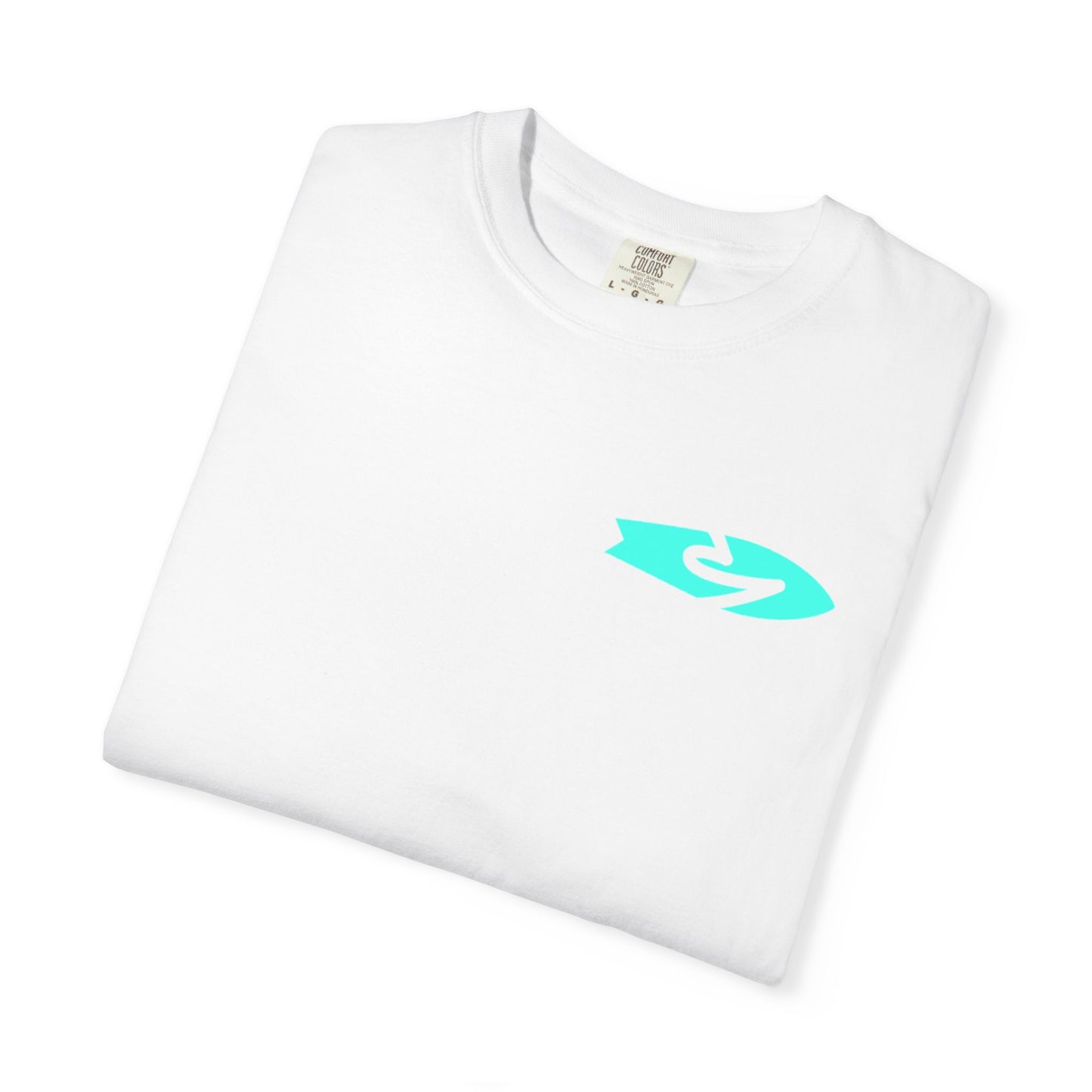 Beach Hippie Coffee Surf Logo T-Shirt — Minimal Turquoise Wave Graphic