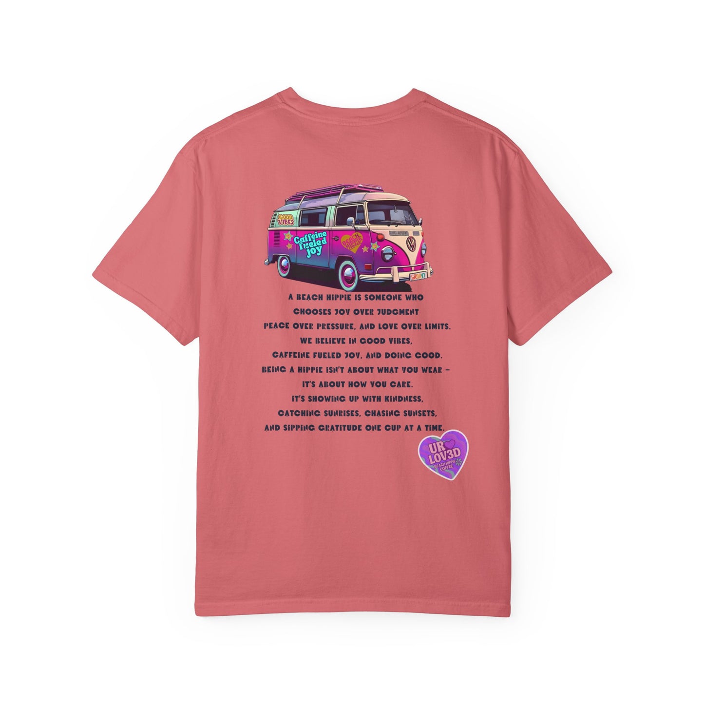 Beach Hippie Coffee T-Shirt — 'Beach Hippie' VW Bus & Manifesto