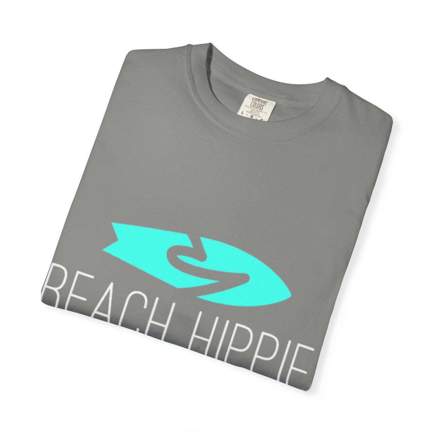 Beach Hippie Coffee Surf Logo T-Shirt — Minimal Turquoise Wave Graphic