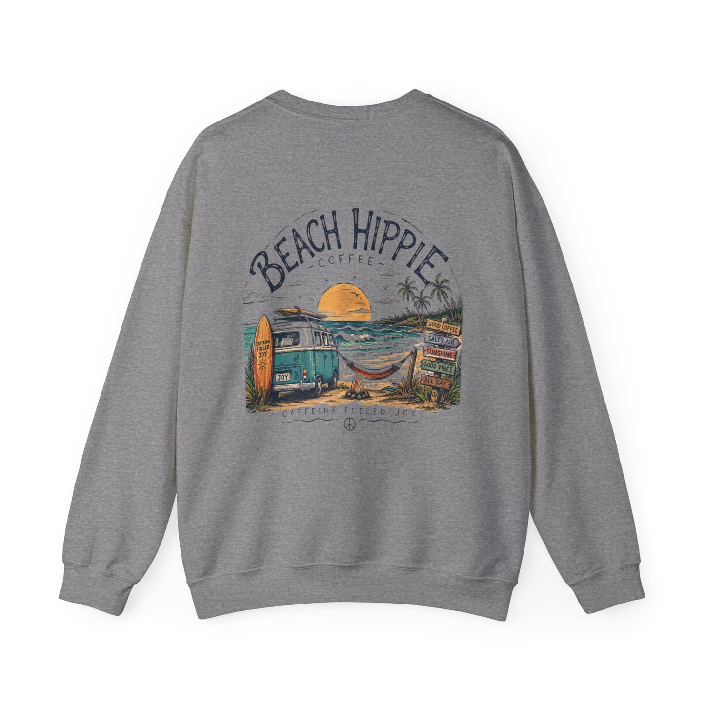 Beach Hippie Crewneck Sweatshirt — Casual Coastal Pullover