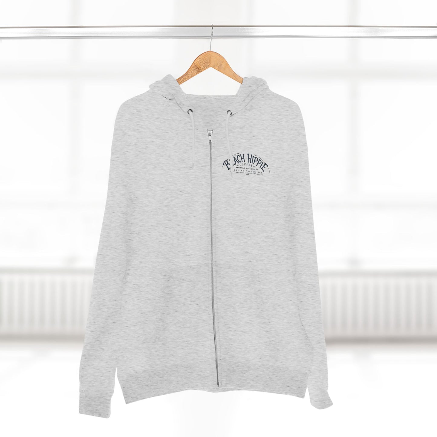 Beach Hippie Zip Hoodie — Vintage Surf Van Sunset Graphic