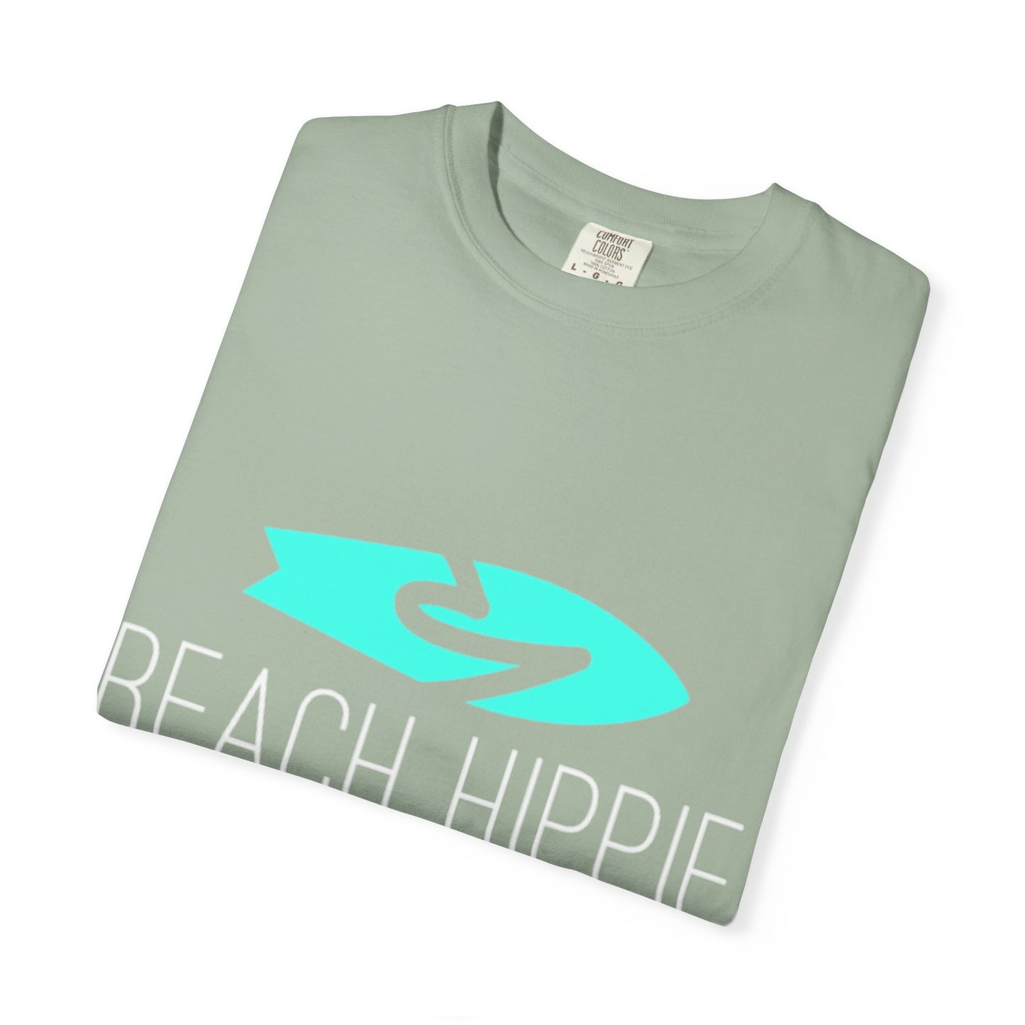 Beach Hippie Coffee Surf Logo T-Shirt — Minimal Turquoise Wave Graphic