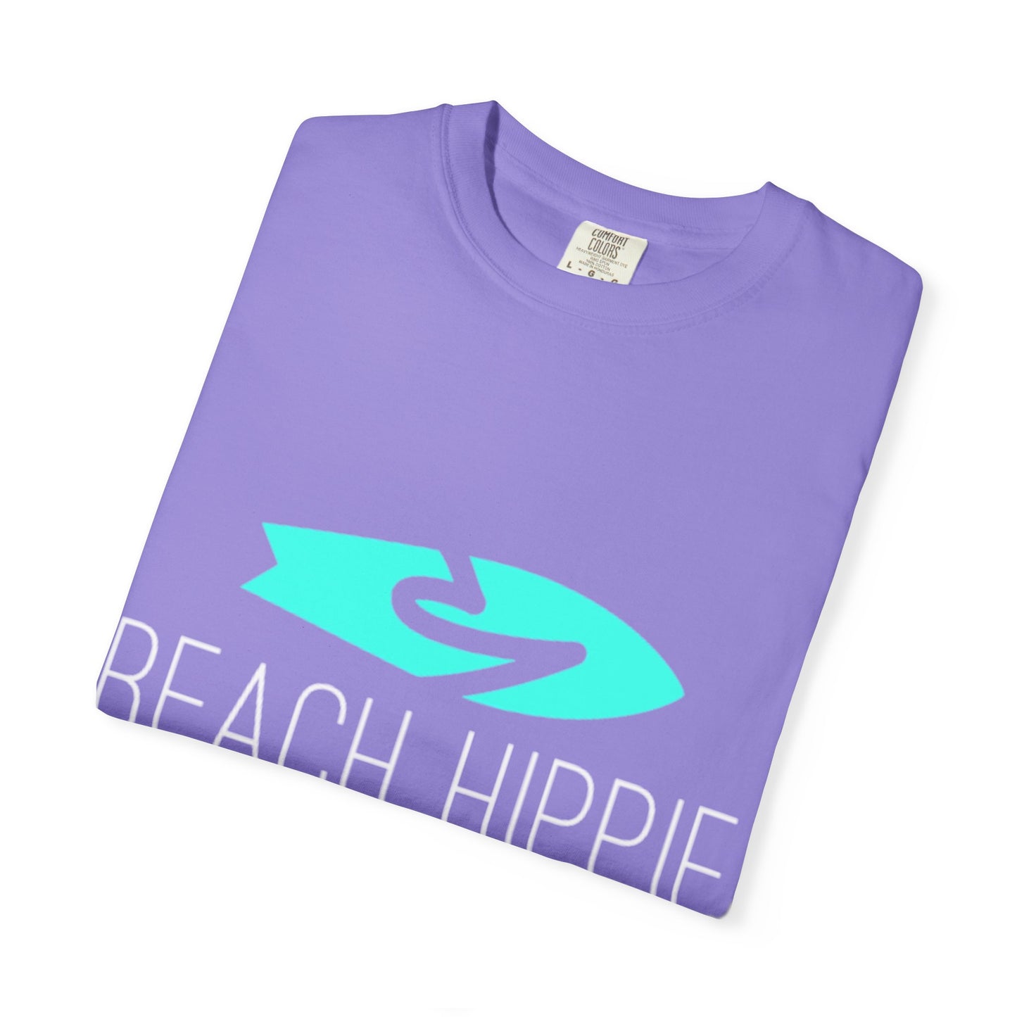 Beach Hippie Coffee Surf Logo T-Shirt — Minimal Turquoise Wave Graphic